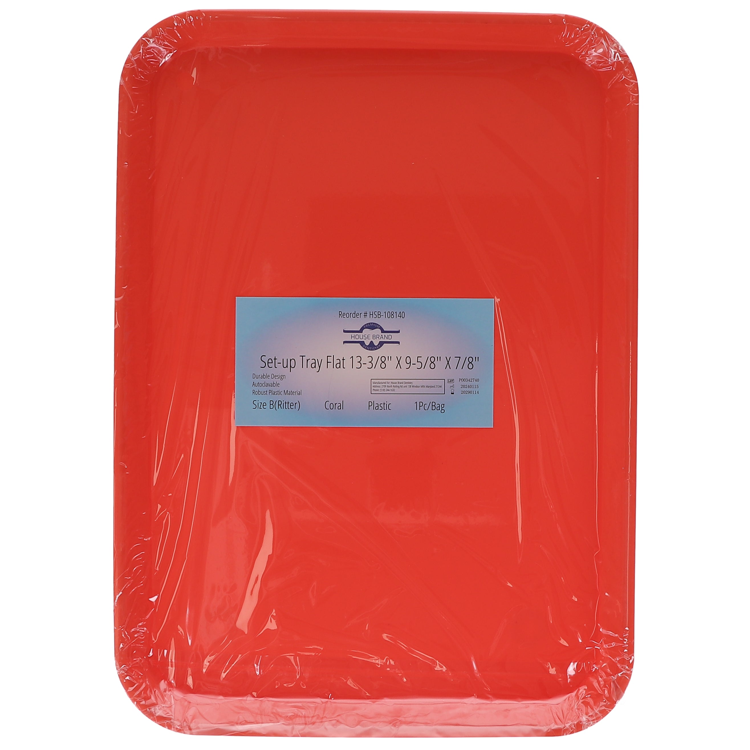 House Brand Dentistry 108140 HSB Set-Up Tray Flat #B Ritter Coral Plastic 13-3/8 House Brand Dentistry 108140 HSB Set-Up Tray Flat #B Ritter Coral Plastic 13-3/8